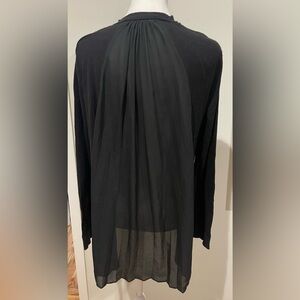 Women's Simply Vera Wang Black Sheer Pleaded Back Open Front Cardigan
